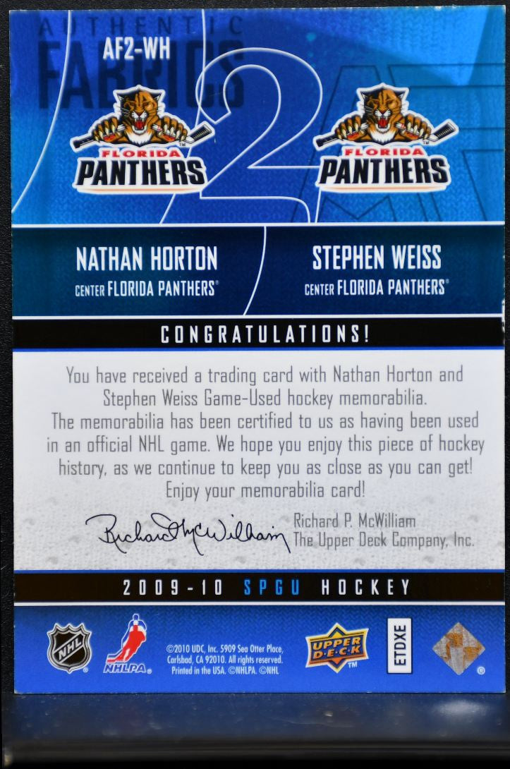 2009-10 SP Game Used Authentic Dual Fabrics Weiss/Horton /100 Jersey 9119
