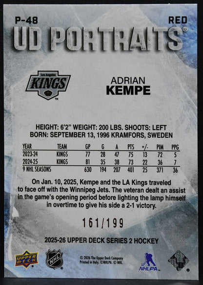2025-26 Upper Deck Series 2 UD Portraits Red Adrian Kempe P-48 161/199 1876
