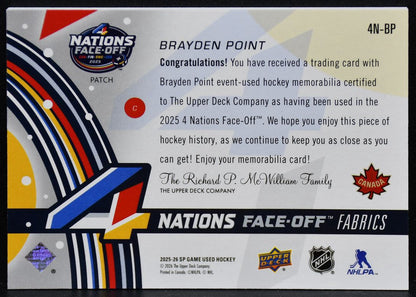 2025-26 SP Game Used 4 Nations Face Off Fabrics Point Canada 12/15 Patch 3893