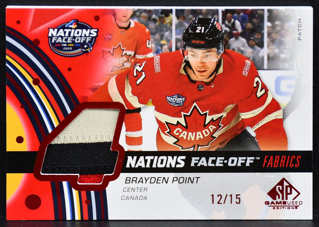 2025-26 SP Game Used 4 Nations Face Off Fabrics Point Canada 12/15 Patch 3893