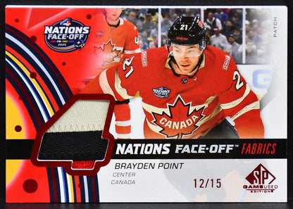 2025-26 SP Game Used 4 Nations Face Off Fabrics Point Canada 12/15 Patch 3893