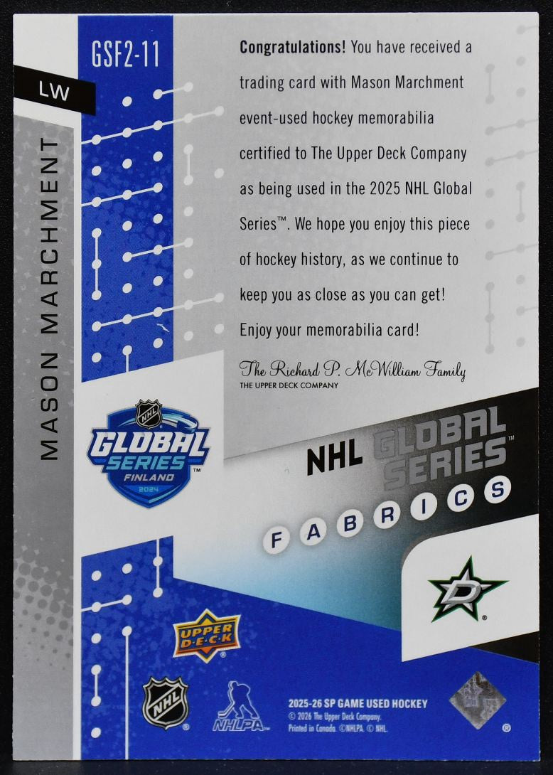 2025-26 SP Game Used Global Series Fabrics Marchment Stars Jersey 3084