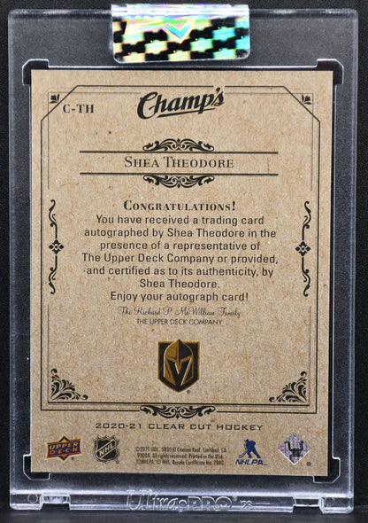 2020-21 UD Clear Cut Champ's Shea Theodore C-TH Vegas Golden Knights Auto