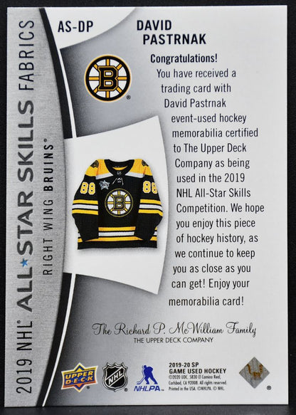 19-20 SP Game Used 2019 NHL All-Star Skills Fabric David Pastrnak Bruins Jersey 4152