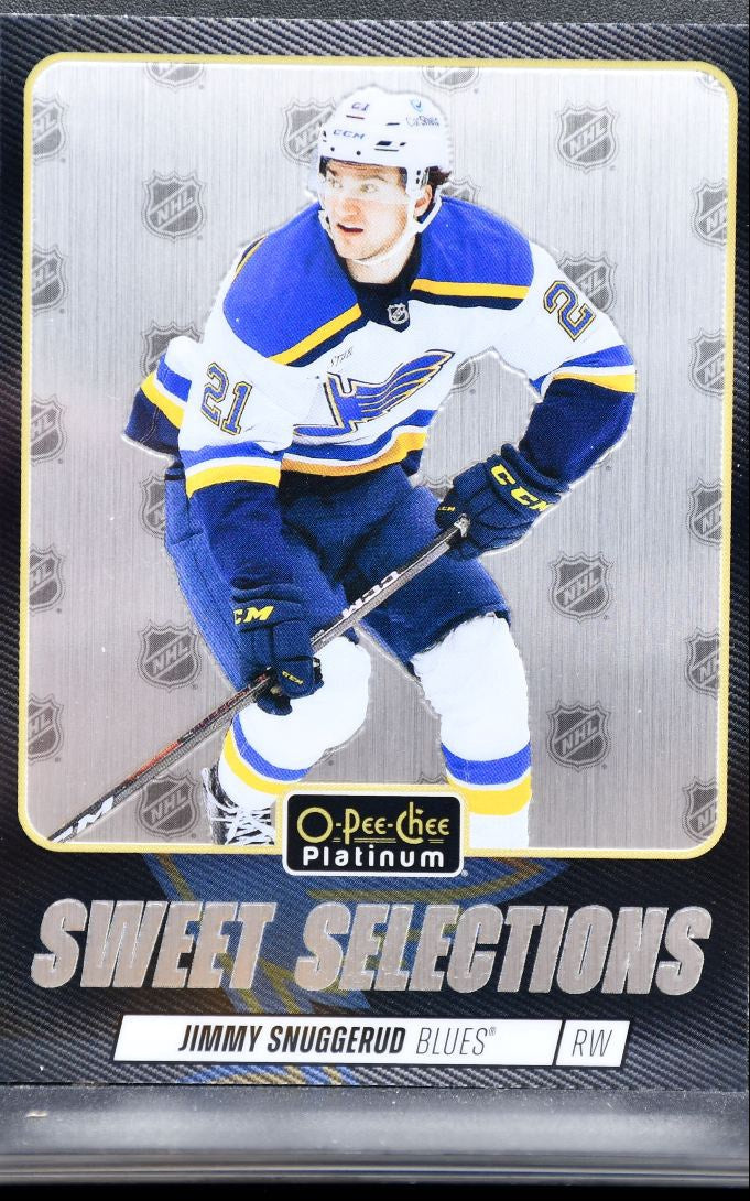 2025-26 O-Pee-Chee Platinum Sweet Selections Jimmy Snuggerud SS-3 Blues RC 3710