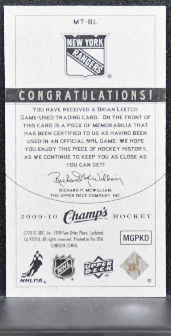 2009-10 Upper Deck Champ's Threads Brian Leetch New York Rangers Jersey 2103