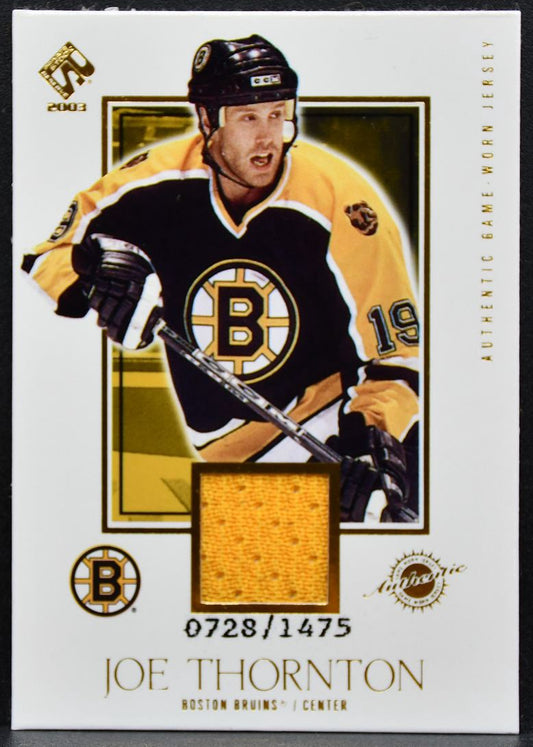 2002-03 Pacific Private Stock Reserve Joe Thornton Bruins 0728/1475 Jersey 3004