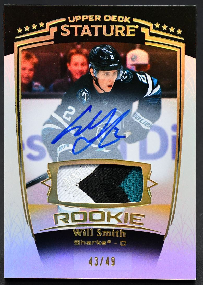 2024-25 UD Stature Rookie Auto Patch Will Smith 34 RC Auto 43/49 Patch