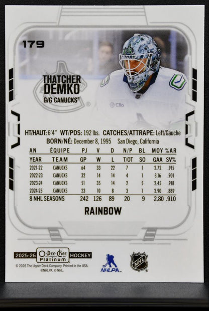 2025-26 O Pee Chee Platinum Rainbow Thatcher Demko 179 Vancouver Canucks 7665
