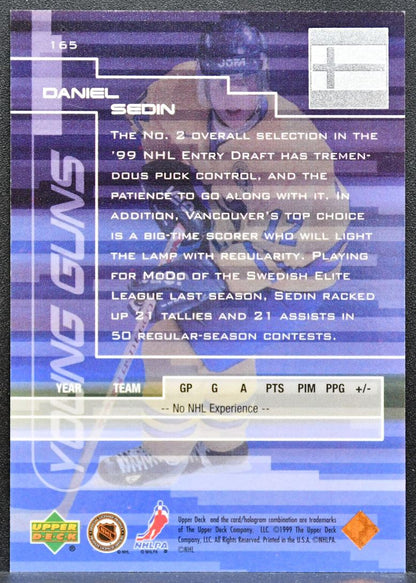 1999-100 Upper Deck Young Guns Daniel Sedin 165 Sweden RC 5138