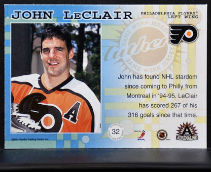2001-02 Pacific Adrenaline Jersey John LeClair Philadelphia Flyers Jersey 7276