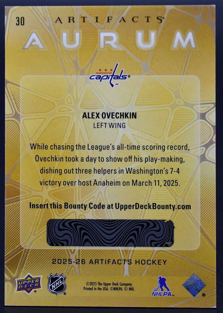 2025-26 UD Artifacts Alex Ovechkin 30 Washington Capitals