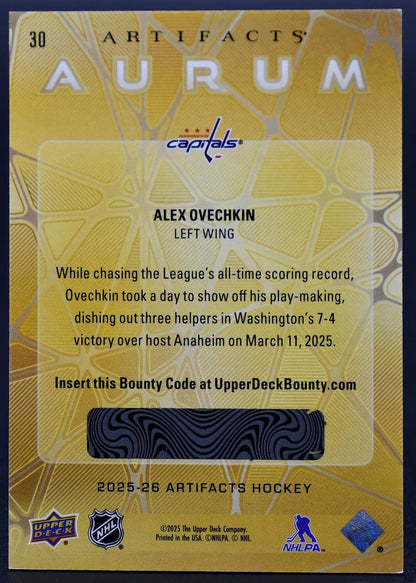 2025-26 UD Artifacts Alex Ovechkin 30 Washington Capitals