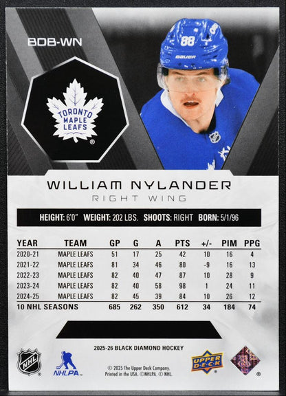 2025-26 UD Black Diamond Base William Nylander BDB-WN Maple Leafs 172/349 2911