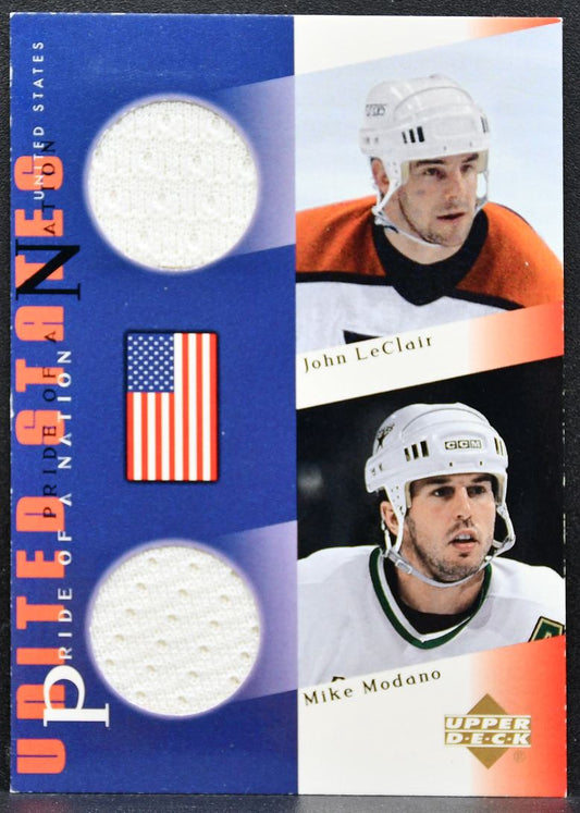 2002-03 UD Pride of a Nation John LeClair/Mike Modano Flyers/Stars Jersey 6579