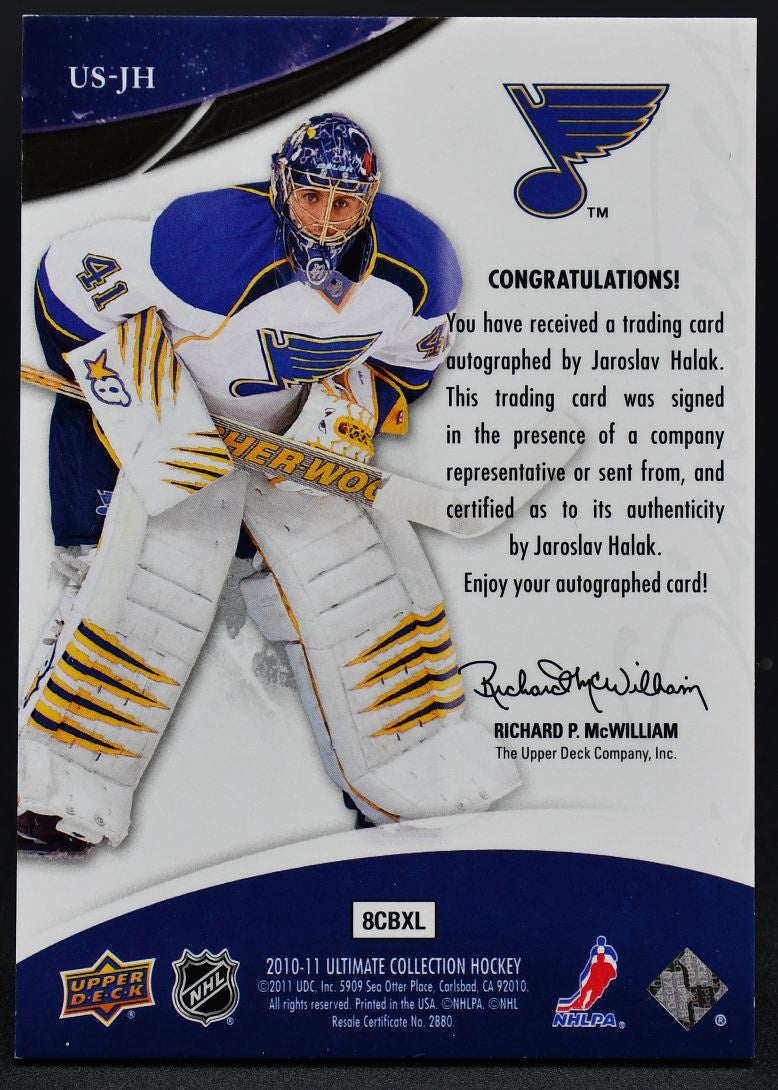 2010-11 UD Ultimate Collection Ultimate Signature Jaroslav Halak US-JH Auto