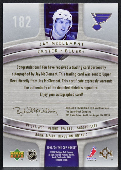 2005-06 UD The Cup Rookie Auto Jay McClement 182 Blues RC Auto 025/249 8560
