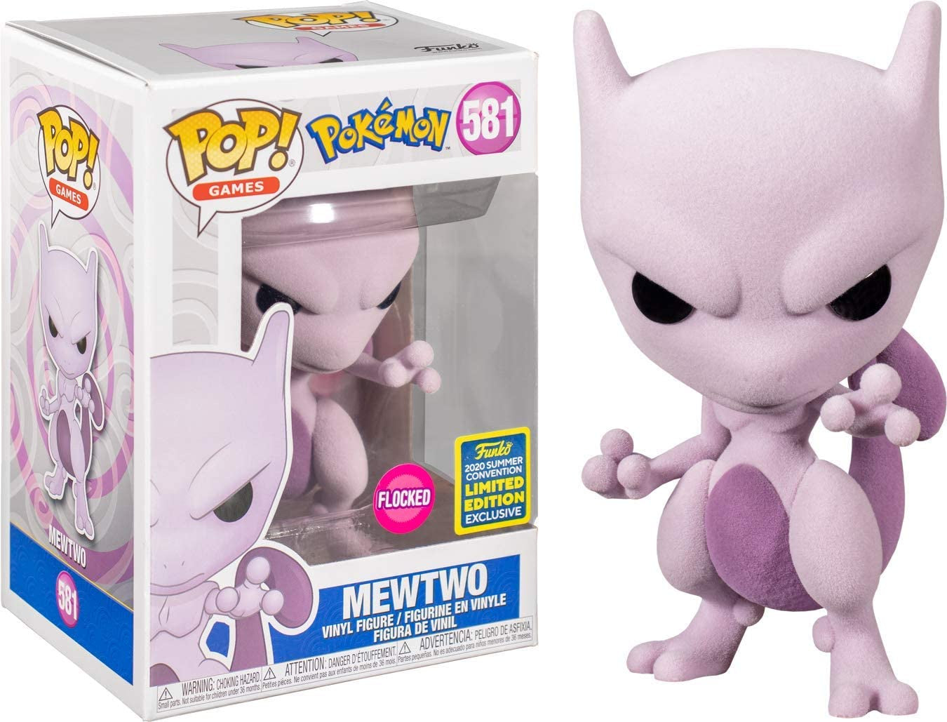FUNKO Pop! Games Pokemon Vinyl Figure Mewtwo (Flocked) #581
