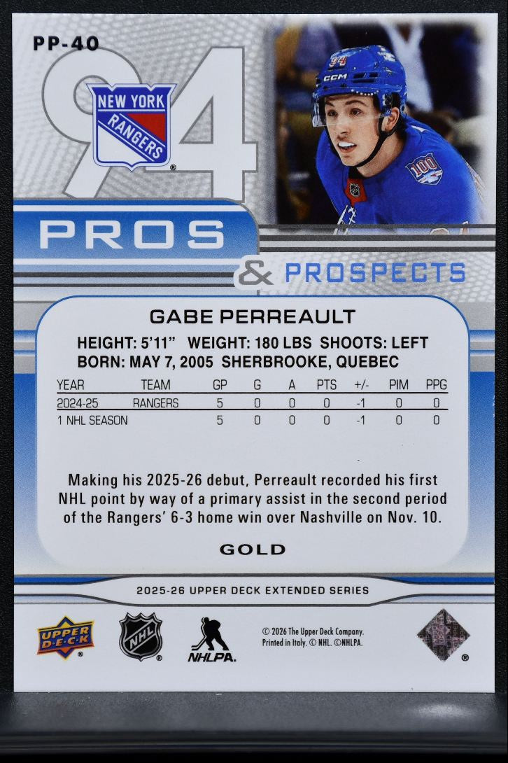 2025-26 UD Extended Series Pros and Prospects Gold Perreault 237/250 4274