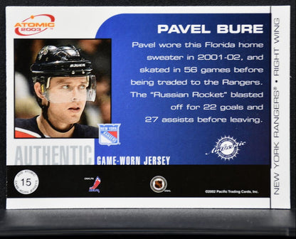 2002-03 Pacific Atomic Authentic Game-Worn Jersey Pavel Bure 15 Jersey 7772