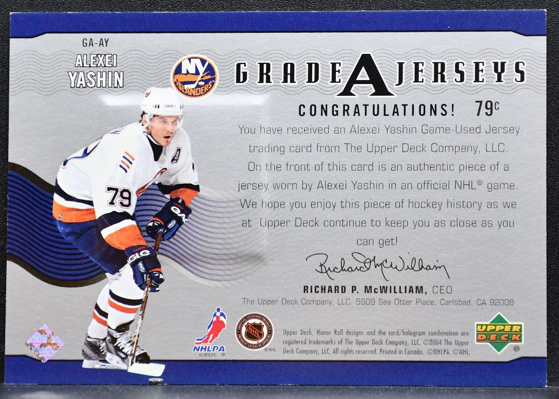 2003-04 UD Honor Roll Grade A Jerseys Alexei Yashin GA-AY Islanders Jersey 0226