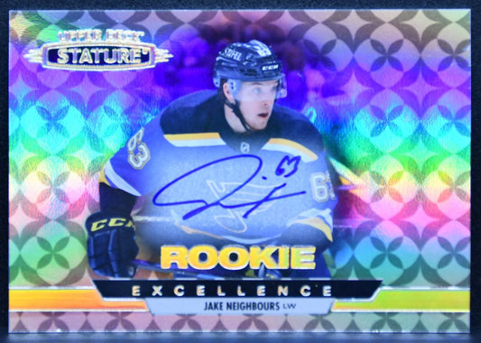 2021-22 UD Stature Rookie Excellence Auto Jake Neighbours Blues RC Auto 2916