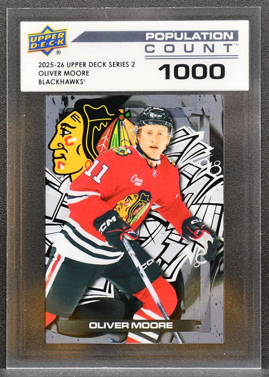 2025-26 UD Series 2 Population Count 1000 Oliver Moore PC-47 Blackhawks 9812