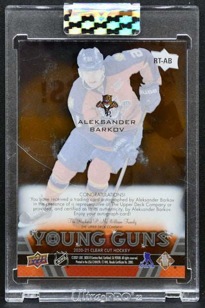2020-21 UD Clear Cut Young Guns Aleksander Barkov RT-AB Panthers RC Auto 4517