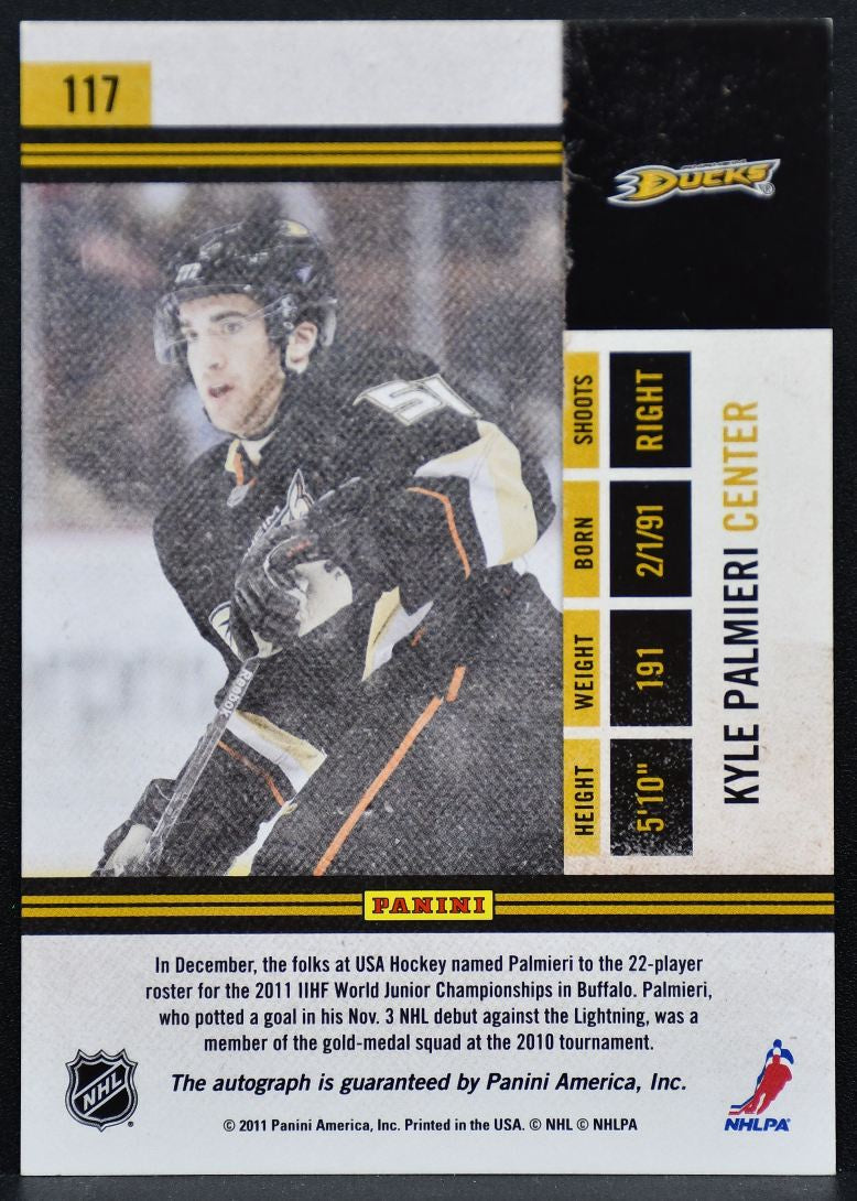 2010-11 Playoff Panini Playoff Contenders Ticket Palmieri 117 Ducks RC Auto 1790