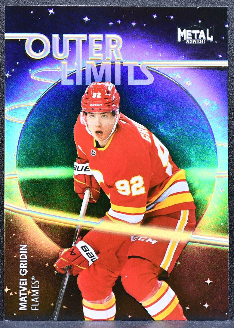 2025-26 SkyBox Metal Universe Outer Limits Gold Matvei Gridin Flames RC 9638