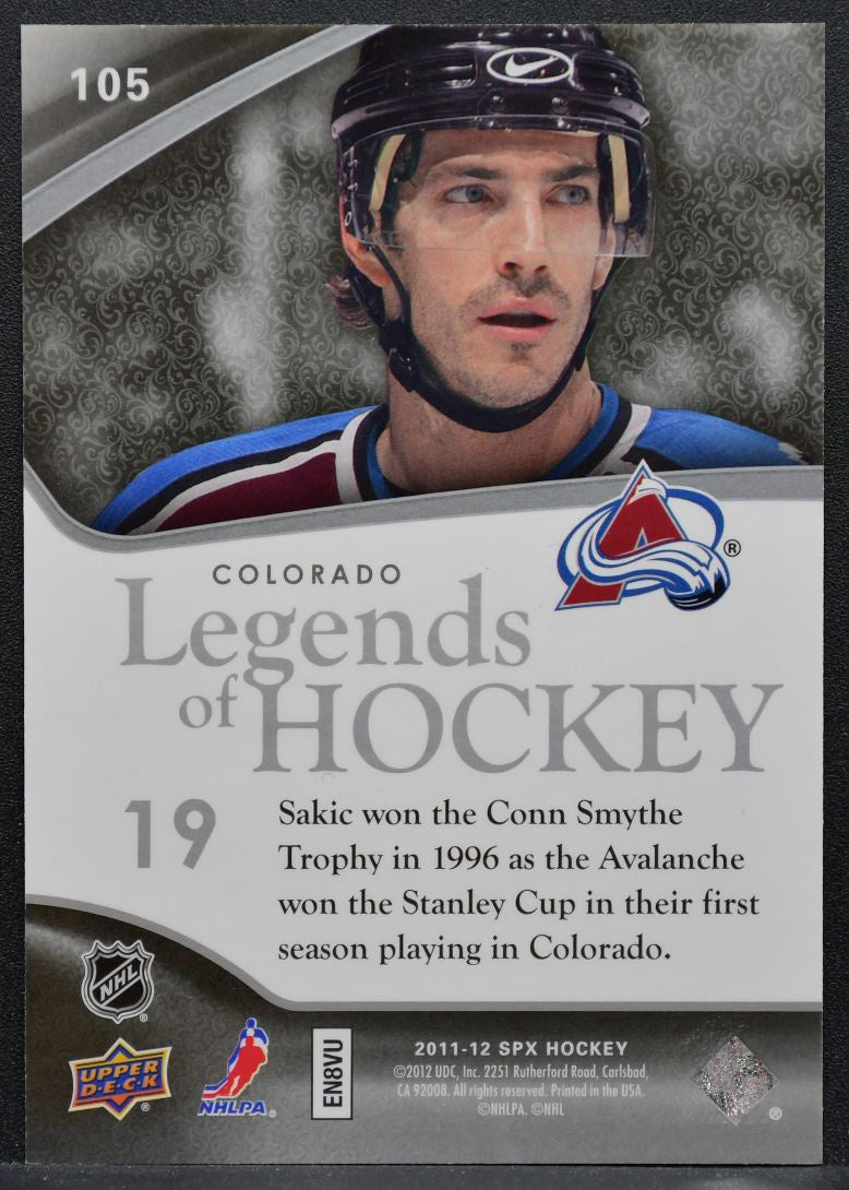2011-12 SPx Legends of Hockey Joe Sakic 105 Colorado Avalanche 286/499 6422