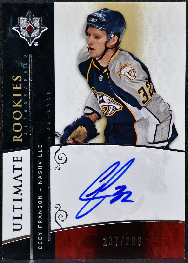2009-10 UD Ultimate Collection Rookies Auto Cody Franson 118 RC Auto /299 7192