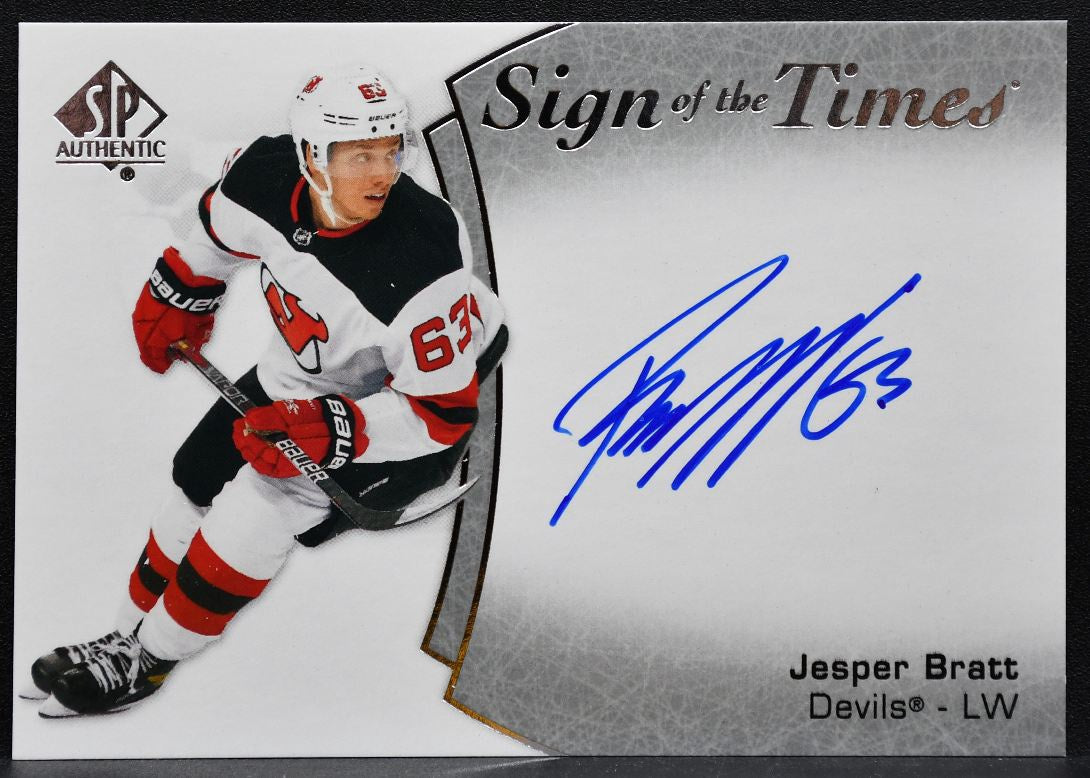 2021-22 SP Authentic Sign of the Times Jesper Bratt SOTT-JB Devils Auto 7400