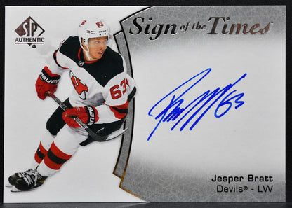 2021-22 SP Authentic Sign of the Times Jesper Bratt SOTT-JB Devils Auto 7400