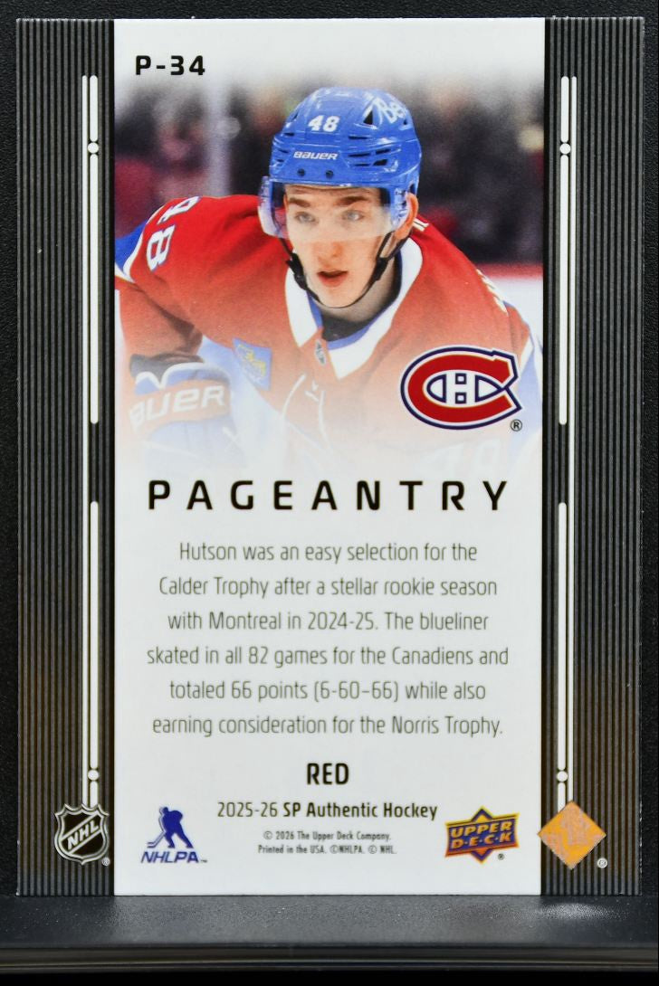2025-26 SP Authentic Pageantry Red Lane Hutson P-34 Montreal Canadiens 8198