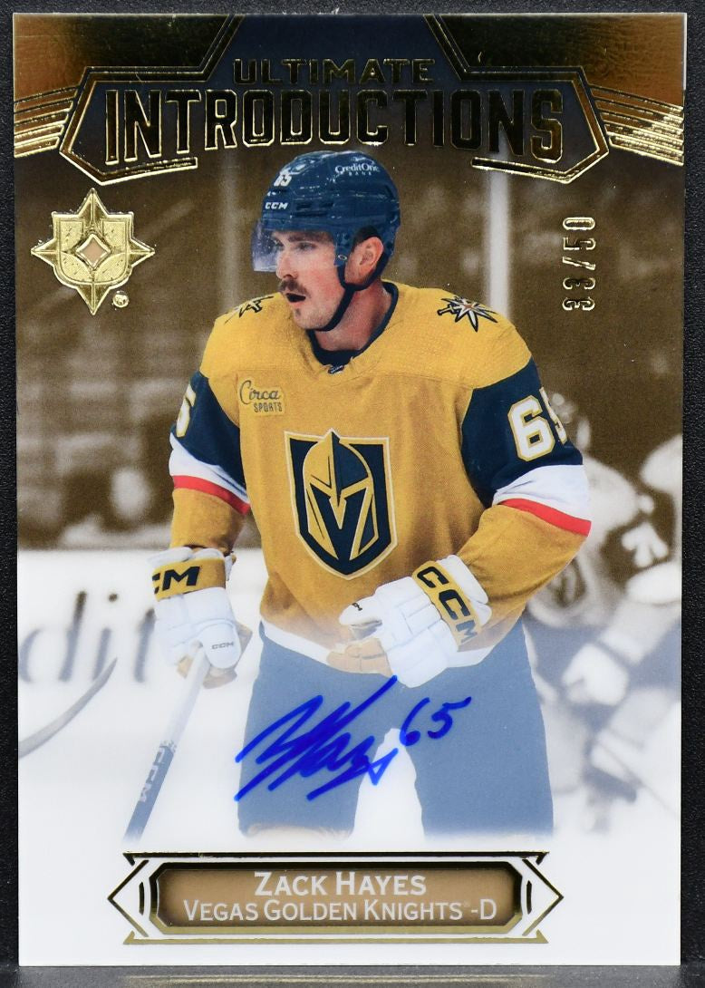 2022-23 UD Ultimate Collection Introductions Auto Zack Hayes UI-46 Veg ...