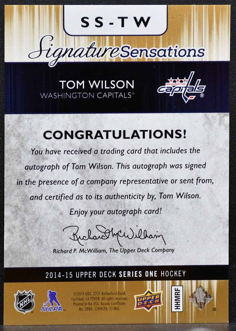 2014-15 Upper Deck Series 1 Signature Sensations Tom Wilson Capitals Auto 9220