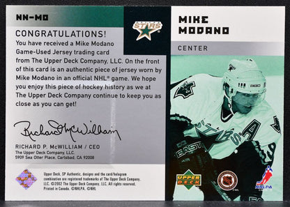 2001-02 SP Authentic Notable Numbers Mike Modano NN-MO Stars 332/900 Jersey 6236