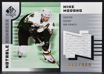2001-02 SP Authentic Notable Numbers Mike Modano NN-MO Stars 332/900 Jersey 6236