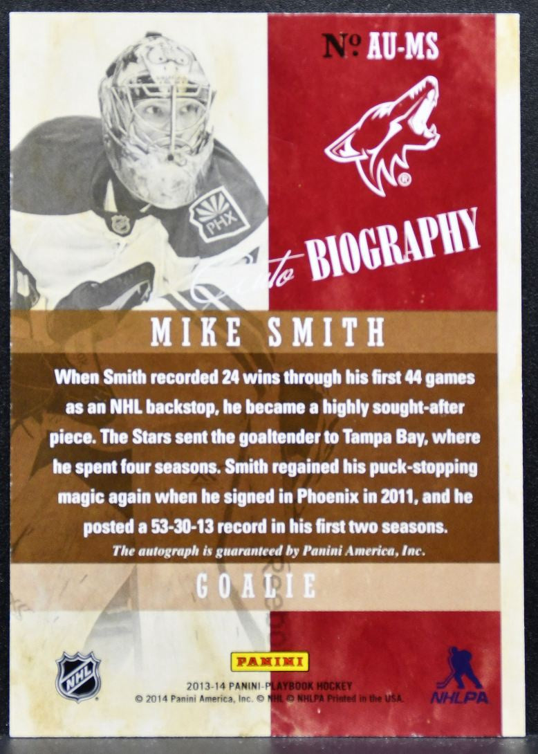 2013-14 Panini Playbook AUTOBiography Mike Smith Phoenix Coyotes Auto 42/99 3906