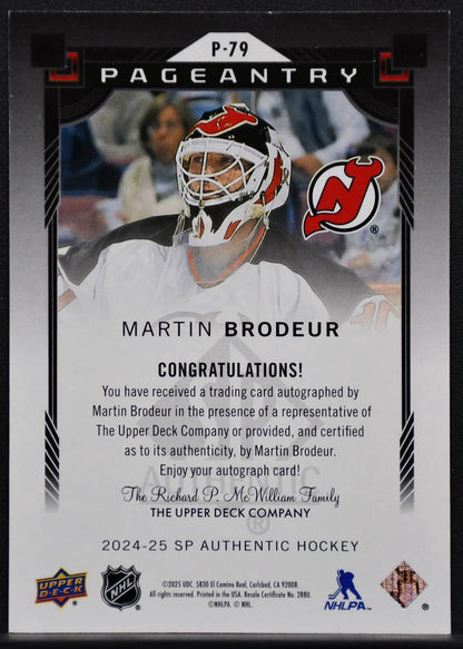 2024-25 SP Authentic Pageantry Auto Martin Brodeur P-79 New Jersey Devils Auto 6089