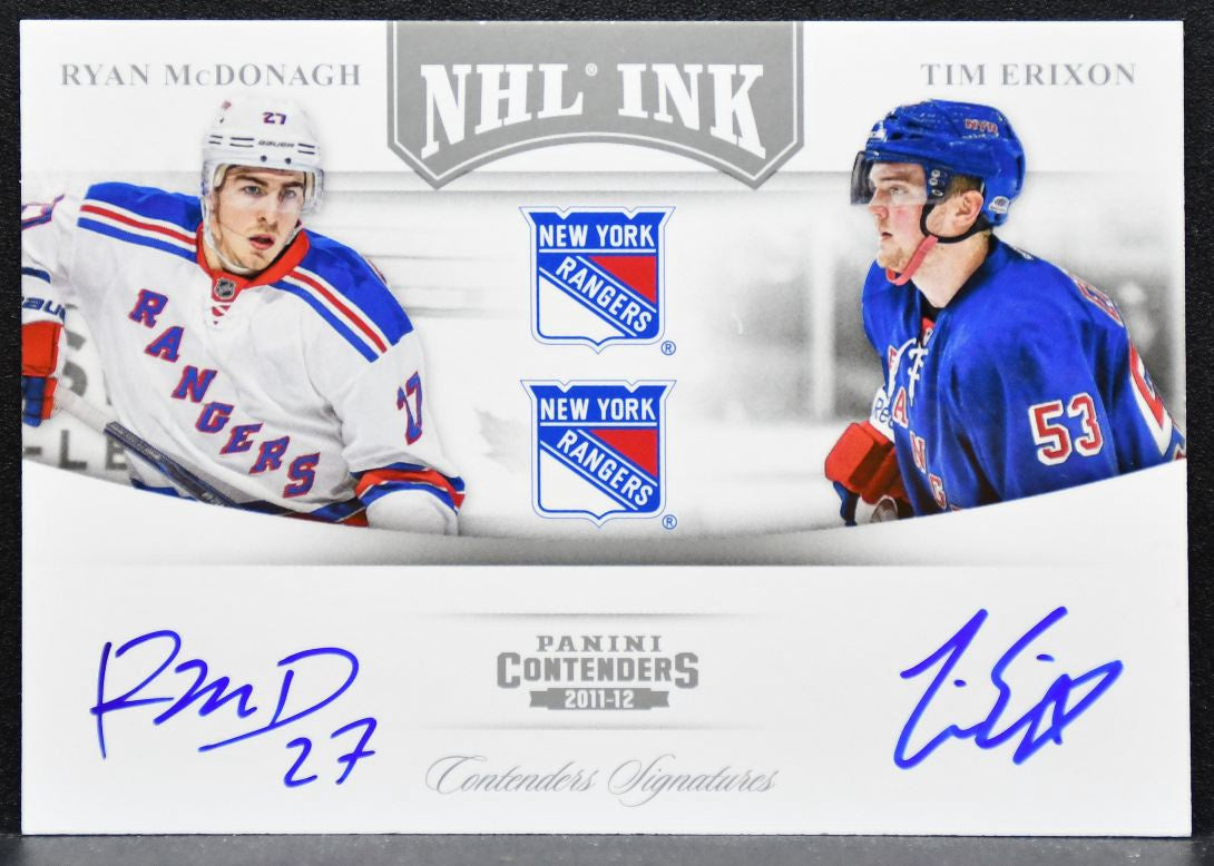 2011-12 Panini Contenders NHL Ink Ryan McDonagh/Tim Erixon Auto 157/300 6419