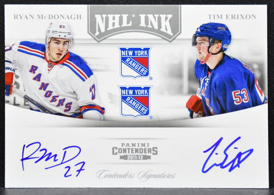 2011-12 Panini Contenders NHL Ink Ryan McDonagh/Tim Erixon Auto 157/300 6419