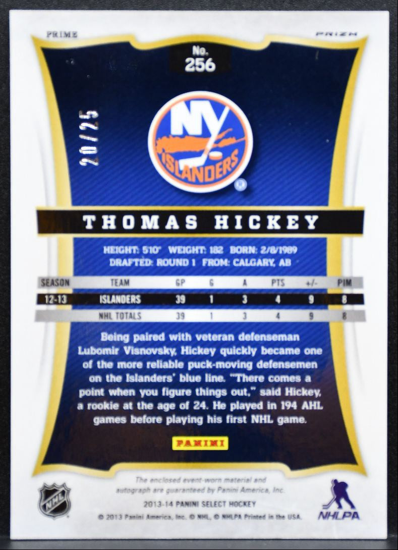 2013-14 Panini Select Rookie Prizms PrimeAuto Hickey RC Auto 20/25 Patch 9205
