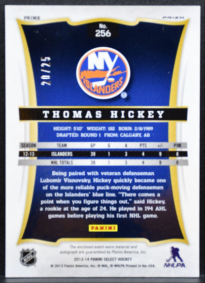 2013-14 Panini Select Rookie Prizms PrimeAuto Hickey RC Auto 20/25 Patch 9205