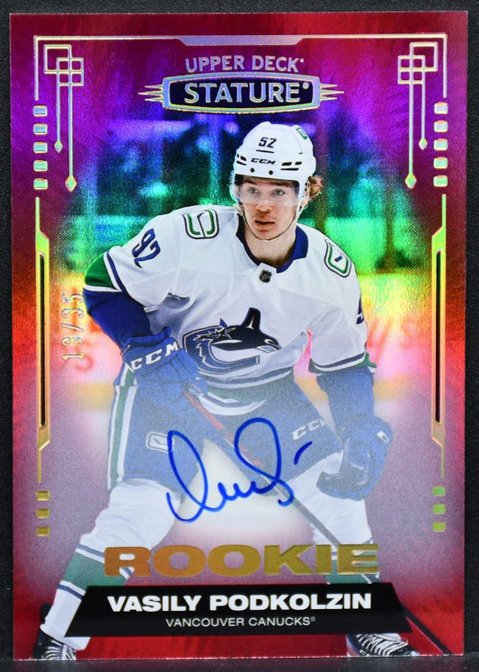 2021-22 UD Stature Rookie Red Auto Vasily Podkolzin 139 RC Auto