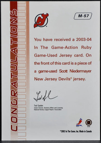 2003-04 In The Game Action Jerseys Ruby Niedermayer Jersey 9844