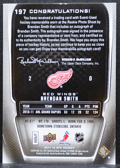 2011-12 SPx Rookie Jersey Auto Brendan Smith RC Auto 533/799 Jersey 6105