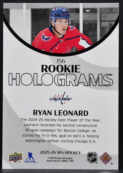 2025-26 SPx Rookie Holograms Ryan Leonard 156 Washington Capitals 0955