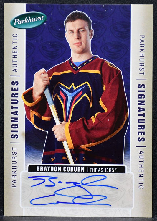 2005-06 Parkhurst Signatures Authentic Braydon Coburn BC Atlanta Thrashers Auto